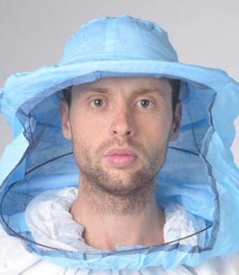 Сетка пчеловода лицевая, голубая увеличенное кольцо