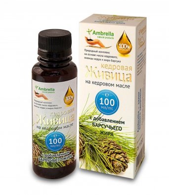 Живица кедровая на кедровом масле с жиром барсука, бут.100 мл.