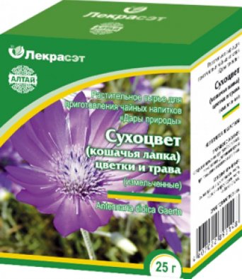 Сухоцвет (кошачья лапка) цветки и трава измельченные 25 гр