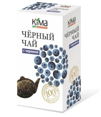 ЧАЙ ЧЕРНЫЙ БАЙХОВЫЙ "KIMA" ВЫСШЕГО СОРТА С ЯГОДАМИ ЧЕРНИКИ 50 гр 