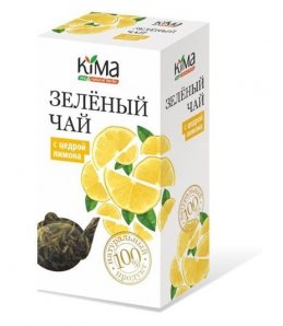 ЧАЙ ЗЕЛЕНЫЙ БАЙХОВЫЙ "KIMA" ВЫСШЕГО СОРТА С ЦЕДРОЙ ЛИМОНА 75 гр