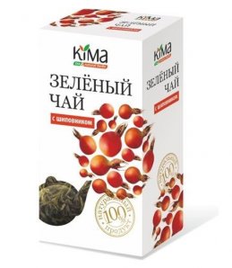ЧАЙ ЗЕЛЕНЫЙ БАЙХОВЫЙ "KIMA" ВЫСШЕГО СОРТА С ШИПОВНИКОМ 75 гр